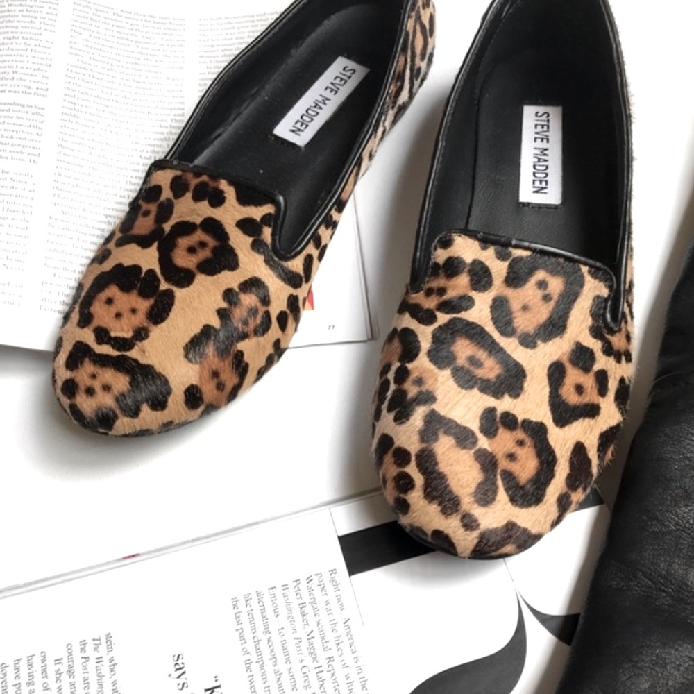 STEVE MADDEN Croquetl Leopard Print Calf Hair Loafer